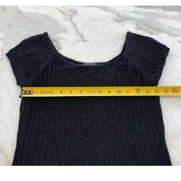 LAUNDRY BY SHELLI SEGAL BLACK EMBELLISHED KNIT TOP SIZE M - Picture 10 of 16